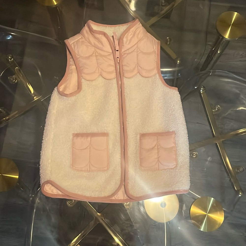 Toddler 3T girl pink faux cotton fur light pink vest